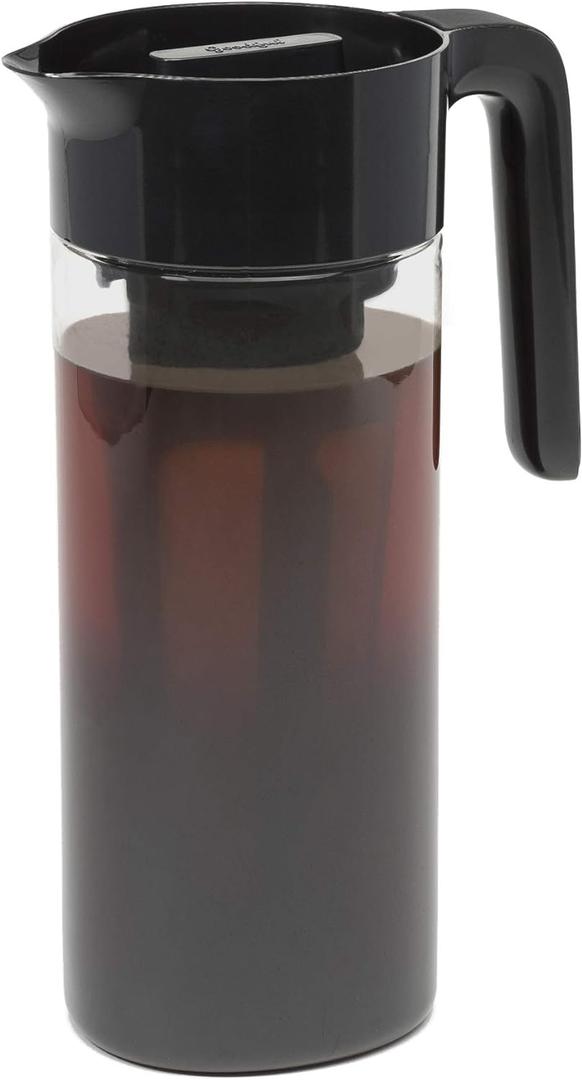 Goodful Cold Brew Iced Coffee Maker, Durable, Shatterproof Tritan Pitcher, Leak-Proof Lid, Large Capacity with Deluxe Stainless Steel Filter, 2.25-Quart, Black, Pack of 6