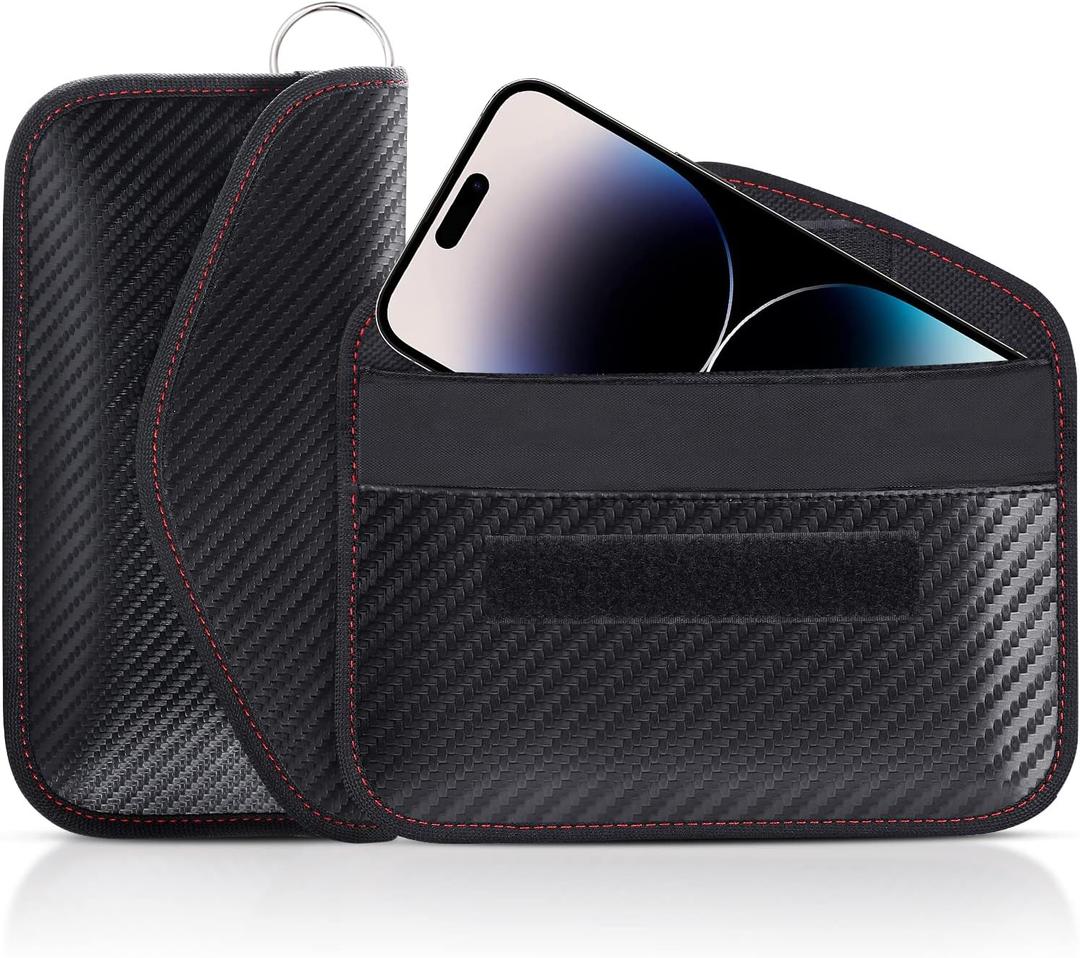 Faraday Pouch for Car Keys, Faraday Bag, Car RFID Signal Blocking Holder, Key Fob Protector, Key fob cage Block Signal Anti-Theft Fob Case (2 Pack) (Large Size ( 4.13*8.26 inches))