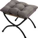HollyHOME 15"(H) Folding Footrest Stool, Upholstered Small Foldable Ottoman, Accent Padded Sofa Foot Stool for Lazy Chair, Metal Frame Portable Foot Rest Ottoman for Living Room, Bedroom, Dark Grey