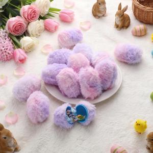 Amyhill 24 Pcs Easter Eggs for Kids Fur Covered 2.5" Soft Plush Easter Eggs Bulk DIY Crafts Egg Hunt Basket Bag Empty Stuffers Fillers for Hunt Prizes Gifts Party Supplies Favor
