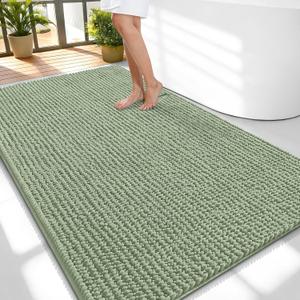 OLANLY Thick Large Bathroom Rugs 59x35, Extra Soft Absorbent Chenille Bath Rugs, Rubber Backing, Machine Wash Dry, Bath Mats for Bathroom Floor, Tub and Shower, Home Decor Accessories, Sage Green