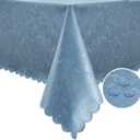 Romanstile Vinyl Tablecloth Rectangle, 100% Waterproof Outdoor Heavy Duty Thick Table Cloth with Flannel Backing, Wipeable Plastic PU Table Cover for Picnic Dining Party (Flower Blue, 60 x 84)