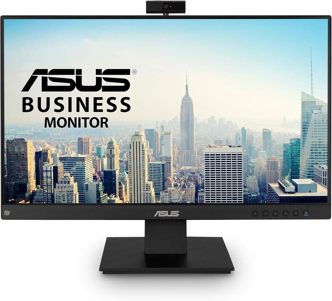ASUS BE24EQK 24” Business Monitor with 1080P Full HD IPS, Eye Care, DisplayPort HDMI, Frameless, Built-in Adjustable 2MP Webcam, Mic Array, Stereo Speaker, Video Conference,Black