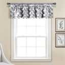 Lush Decor Gigi Valance Curtain Single 70" W x 14" L Light Gray - Silver Valances for Windows - Vintage Kitchen Curtains - Glam Decor - Bathroom Valance