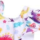 LIZENS Girls One Piece Hawaiian Ruffle Swimsuit - Beachwear Bathing Suit for Kids (White), Size 6-7T 