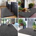 Mibao Front Door Mat, Dirt Trapper Welcome Mat for Outdoor Indoor, Non-Slip Waterproof Doormat, Durable Machine Washable Low Profile Entry Rug for Back Door Outside Patio Porch, 29.5" x 17", Grey