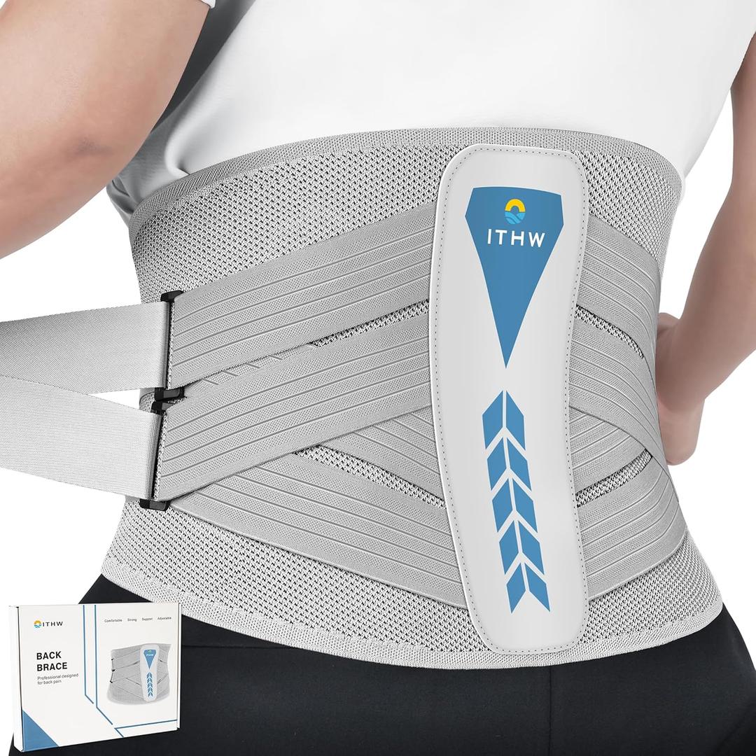 Back Brace for Lower Back Pain Relief, Adjustable Back Support Brace for Men and Women, Lower Back Brace with 7X Support System for Sciatica, Herniated Disc, Scoliosis (Medium) (Gray)