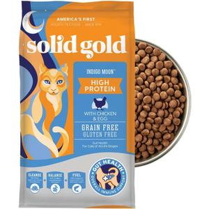 Solid Gold High Protein Dry Cat Food - Grain Free & Gluten Free Chicken Cat Dry Food w/Probiotics for Gut Health & Digestion - High Fiber & Omega 3 - Low Carb Superfood Kibble for Cats All Ages - 12LB, Feb/05/2027