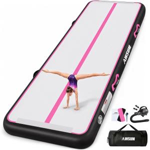 AWSUM Inflatable Gymnastics Mat Training Mats 10ft x 3.3ft x 4in for Home