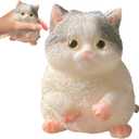 Cat Squishy Squeeze Toys - Kawaii Squishy Fidget Toy, Handmade Cat Fufu Sensory Toys Kit, Cat Lovers Squeeze Toys for Party Favors, Gifts for Adults Kids (Blue & White)