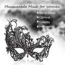 Couple Masquerade Lace Mask Set, Fit for Women and Men Venetian Halloween Masks, Specially for Costume, Mardi Gras (Gold Black-3set)