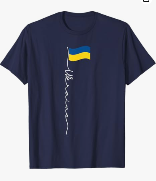 Ukraine Signature Flag Pole - Patriotic Ukrainian Flag, T-Shirt, Navy Blue, Small