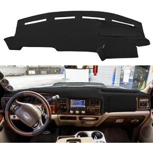 Yiz Dashboard Cover Dash Cover Mat Pad Carpet Custom Fit for Ford F250 F350 F450 Super Duty 1999 2000 2001 2002 2003 2004 / Ford Excursion 2000-2005 (Black) Y72