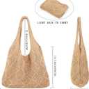 COOKOOKY Crochet Beach Tote bag Summer Beach Bag for Women Aesthetic Mesh Tote Bag Hippie Bag Knit Bag