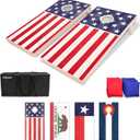 GoSports 4 x 2 ft Flag Series Wood Cornhole Sets American Flag or State Flags Includes 2 Regulation Size Boards, 8 Bean Bags, Carrying Case and Rules