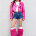 Wnshonzy Fur Boots for Women Knee High Tall Long Furry Fuzzy Pink Y2k Fluffy Platform Flat Mini Boot Snow Winter Round Toe Comfortable Mid-Calf Short Ankle Classic Warm Outdoor 2025 (Pink, M) Size:37