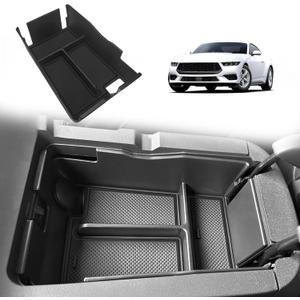 Muslogy Center Console Organizer Compatible with Ford Mustang 2024 2025 2026 Middle Console Storage Box Divider Insert Tray Interior Accessories