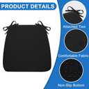 Hiasan D-Shaped Chair Cushions for Dining Chairs, 2" Thick Seat Cushions with Ties and Removable Washable Cover, Chair Pads for Kitchen, Indoor Dining Room Patio Chairs, 17" x 16", Black