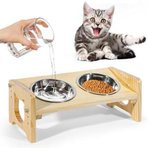 Upgraded Elevated Cat Food and Water Bowl Set, Raised Kitten Bowls for Indoor, Cats Dishes for Feeding & Watering Upgraded Elevated Cat Food and Water Bowl Set, Raised Kitten Bowls for Indoor, Cats Dishes for Feeding & Watering