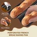 uxcell 2Pcs Perforated French Bread Baking Pan, 15" x 6.3" Toast Molds Tray, 2 Wave Loaves Baking Tray for Baking Loaf Bread (Black)