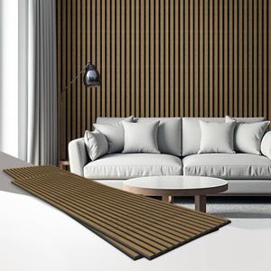 Wood Slat Panels for Wall and Ceiling - 2PCS 48 x 24 Inch Walnut Soundproof Wall Panels - Acoustic Panels for Interior Wall Decor