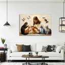 Jesus Canvas Art Christ Wall Decor Framed God Surrounded By Cats Picture Christian Painting Religion Artwork for Living Room Ready to Hang - 16.00"x24.00"