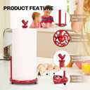 Vintage Red Rooster Cast Iron Paper Towel Holder for Kitchen Countertop - Farmhouse Decor Freestanding Dispenser with Heavy Base, Fits Jumbo Rolls, Easy One-Handed Tear