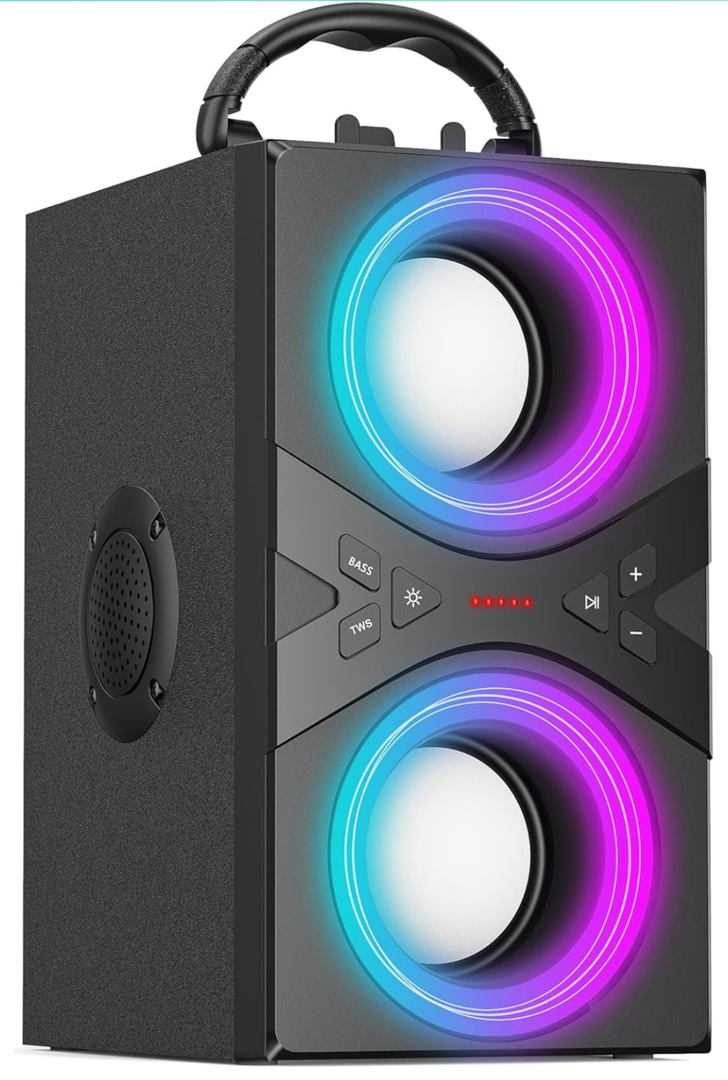 DINDIN Bluetooth Speakers, 40W(Peak) Wireless Party Speaker with TWS, Beat-Driven Lights, 80dB Loud Stereo Sound & Rich Bass, Portable Speakers with Subwoofer for Party, Outdoor, Camping, Travel Model BB-02