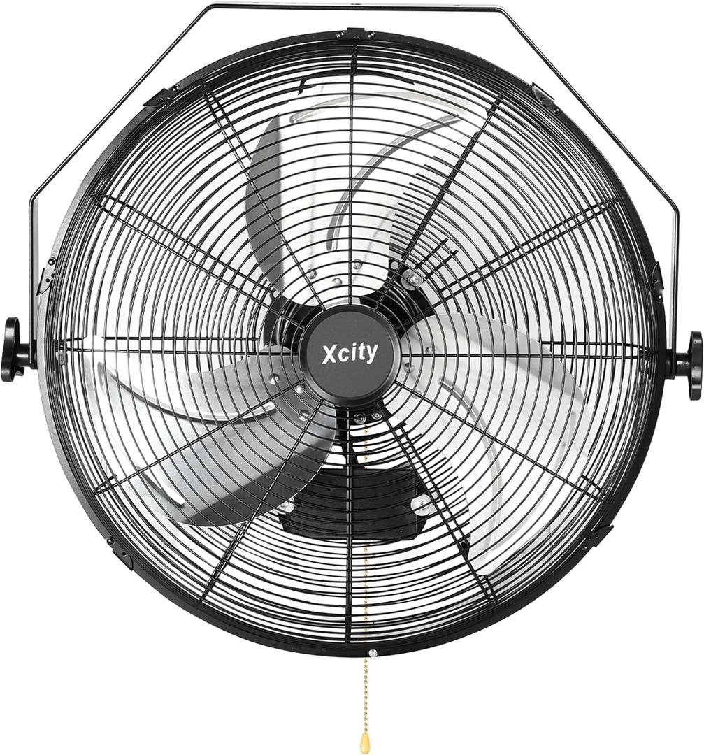 18 Inch Garage Wall Mount Fan, 3-speed High Velocity Metal Industrial Fan, Adjustable Tilt, 4200 CFM Aluminum Blades for Warehouse Workshop Greenhouse Commercial