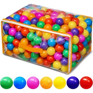 Ball Pit Balls for Baby and Toddler Phthalate Free BPA Free Crush Proof Plastic - Multicolored Pit Balls in Reusable Play Toys for Kids with Storage Bag (50 Balls, Bright colors)