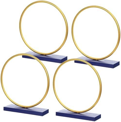 Leinuosen 2 Set Blue Gold Ring Party Decorations, Wooden Cartoon Gold Ring Table Centerpieces for Cartoon Video Game Party Birthday Decor