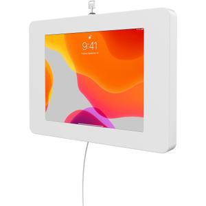 Locking iPad Wall Mount - CTA Anti-Theft Small Locking Tablet Enclosure w/ Key Lock & Interior Cable Routing for iPad Mini 1, 2, 3, 4, 5, 6, Samsung Tab A 8″, Lenovo Tab E8 - White- (PAD-PSWW)