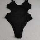 One Piece Swimsuits Women Sexy Cutout Push Up Swimwear Cheeky V-Cut Back High Cut Thong 1 Piece Bikinis Bathing Suit (Large, Black)