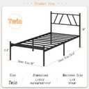 Kujielan Metal Platform Bed Frame with Headboard, 14 Inches Twin Bed, No Box Spring Needed, Steel Slat Support, Black, Easy Assembly