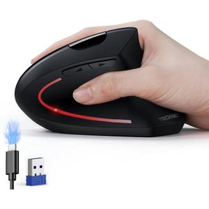 TECKNET Ergonomic Mouse, Wireless Rechargeable Vertical Mouse for Carpal Tunnel Right Hand, 4800 DPI 5 Adjustable Levels 2.4GHz with USB-A Receiver, Silent Click, for Laptop, PC, Desktop (Not USB-C), Black
