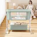 NeoBorn 4-in-1 Baby Bassinet, Rocking Bedside Bassinet, Green
Sturdy Wide Base, 7 Height Adjustments, with Comfy Mattress, Waterproof Sheet & Wheels for Newborns