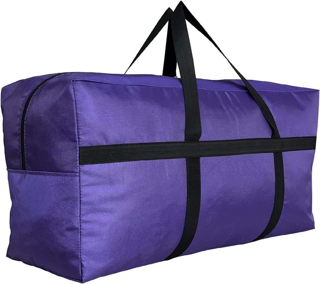Extra Large Storage Duffle Bag with Zippers and Handles, Big Foldable Duffle Bag for Travel (Purple)