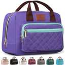 Lunch box for Women, Insulated, Lightweight, Large Capacity Lunch Tote Bag for Women, Tenns LunchBox Cooler for Work, School, Picnic or Travel with 2 Front Pocket -15 Cans/14 Liters Purple