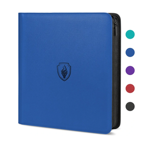 Premium Zip Card Binder 12 Pocket, Fabmaker 912 Pockets Trading Card Binder, PU Zipper Card Collection Album, Sturdy Side-Loading Card Book Holder for Game & Sports Cards, Royal Blue