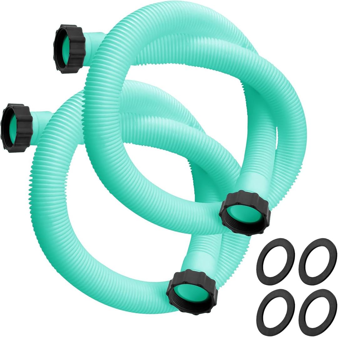 2 Pack 1.5" Pool Pump Hose for Intex Sand Filter Pumps & Saltwater Systems, 29060E Pool Filter Hose for Intex & Coleman Above Ground Pools, 59" Long Replacement Hoses, Green