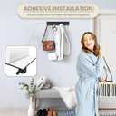 VIS'V Magnetic Key Holder Wall Mount, Metal Adhesive Key Hanger with 4 Hooks, No Drilling, 2 Mount Options, Black, Large