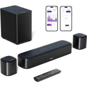 ULTIMEA 5.1ch Sound Bar with Subwoofer, Home Theater Virtual Surround Sound System for TV, Soundbar with App Control, 2 Surround Speakers, Opt/AUX, Peak Power 250W, Aura A30