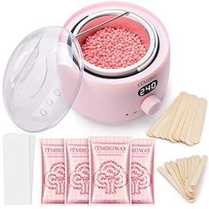 Femiro Waxing Kit, FE11 Digital Wax Warmer Kit for Coarse Hair Removal, Home Wax Kit with Brazilian Formulas Hard Wax Beads for Bikini Brazilian Legs Armpit Face Full Body Waxing