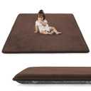 1.3" Thick Baby Play Mat for Floor, 79x79 Playpen Mat, Pro Soft Flannel Foam Mats Toddler Infant Kids Crawling for Nursery Rug Playroom Living Room Waterproof Easy Care Non-Slip (Brown)