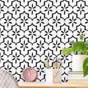 GloryTik Geometry Black/White Textured Wallpaper 17.7x393.7in, Removable Modern Trellis Decorative Contact Paper for Cabinets, Kitchen, Bathroom Walls