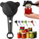 4-in-1 Jar Opener, Adjustable Jar Opener for Seniors, Kitchen Tool Designed Specifically for Seniors and Those with Limited Physical Strength, Suitable For Beer, Salad Dressing, Jar (Black)