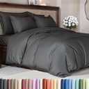 Duvet Cover Queen Size Set - Extra Soft Queen Duvet Cover 90" x 90" with 2 Pillow Shams - Hotel Luxury, Easy Care & Fade Free w/ Zipper Closures & Ties - All Season, Comfy and Breathable (Charcoal)