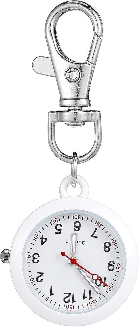 balacoo Clip On Pocket Watch - Nurses Watches for Women, Portable Badge Watch, Unisex Hanging Digital Clip Fob for Nurses Doctors(White)