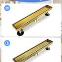Shower Drain, 18 Inch Gold Linear Shower Drain with Removable Tile Insert Grate, 2 in 1 Bathroom Modern 304 Stainless Steel Brushed Gold Shower Floor Drain with Adjustable Feet,Hair Filter