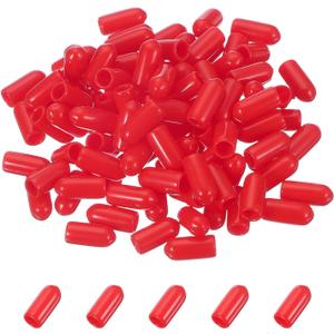 uxcell 100pcs Pegboard Hooks Protector Rubber End Caps, Peg Board Hook Flexible Prongs End Tips Caps Rack Cover for Pegboard Dishwasher Hook, Red(18mm Long 5mm Inner Dia)